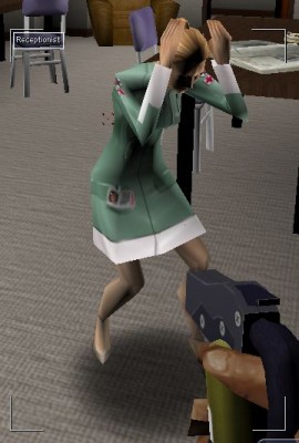Another example of the wrong skin for a stock character - these are relatively common in TNM.  This is the receptionist in the WCID wing.  I guess Scara has a naughty nurse fetish?